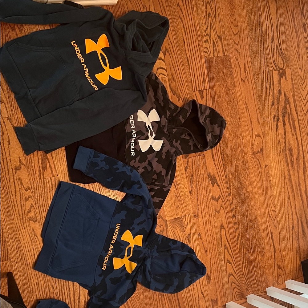 Under Armour Kids Hoodies - Black, Blue, and Camouflage
